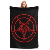 Inverted Pentagram With Baphomet Goat Blanket Flannel Lightweight Sofa Throw Blankets For Home Bedroom Office Throws Bedspread 1