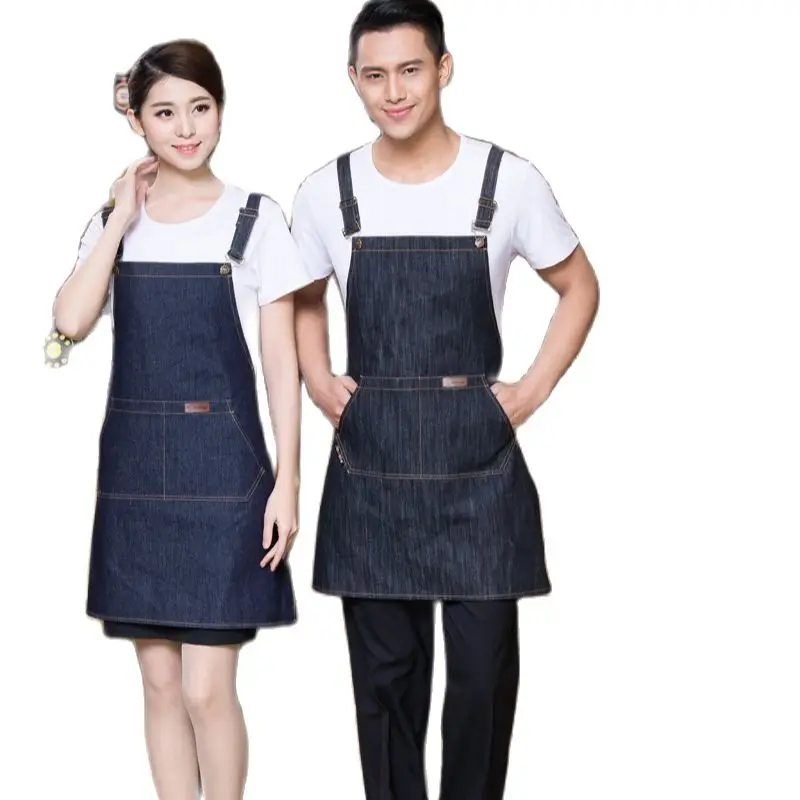 1 piece Unisex jean Chef Aprons restaurant kitchen waiters jean aprons food service