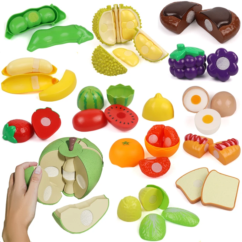 New 1Pcs Paste Chechele Montessori Simulation Toy Play House Vegetable Biscuit Bread Baking Toys Decompress Educational Toy Gift