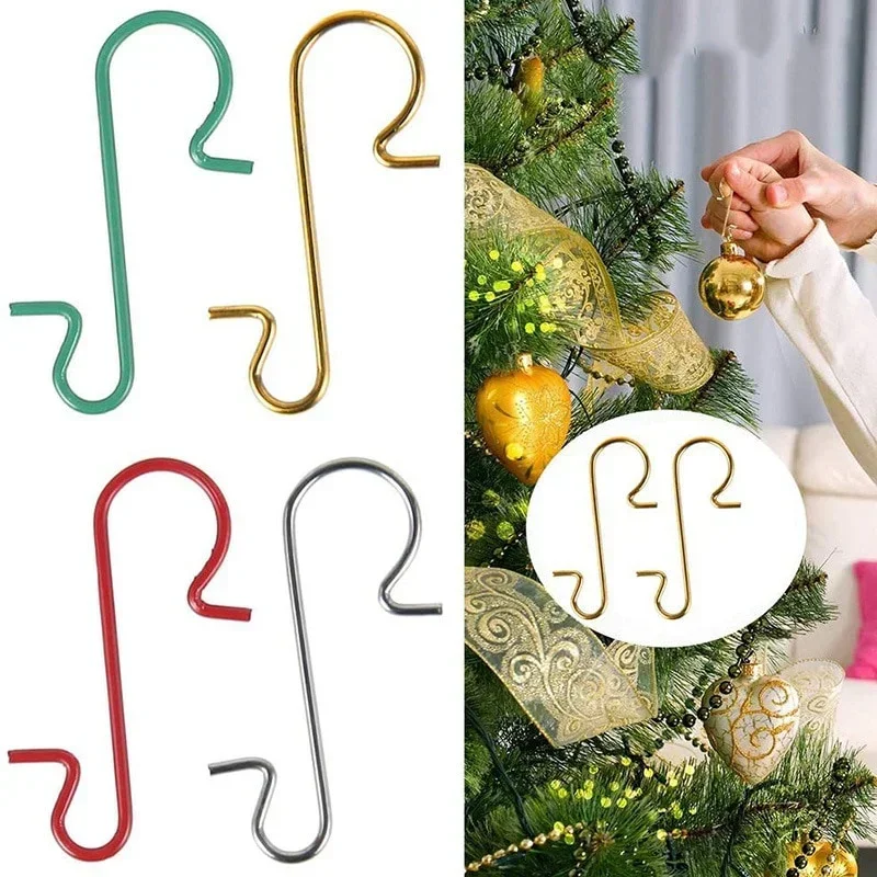 Christmas Decorations 100Pcs Christmas Ornament Metal S-Shaped Hooks Holders Tree Ball Pendant Hanging Decoration for Home Navidad New Year