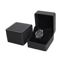 Boîte-cadeau de montre unique noire avec oreiller, présentoir de montre-bracelet en cuir PU, organisateur pour hommes, boîtier de montre en cuir PU à clapet 1