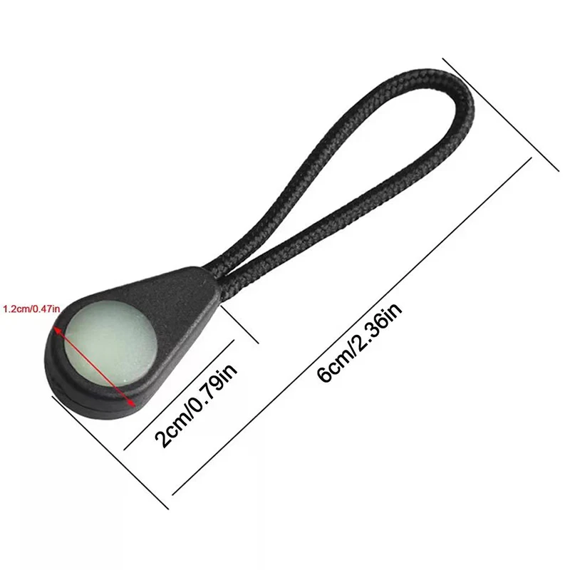 Luminous Zipper Puller Cord Kit 5/10PC for Coats Jacket Tent Luggage Zippers