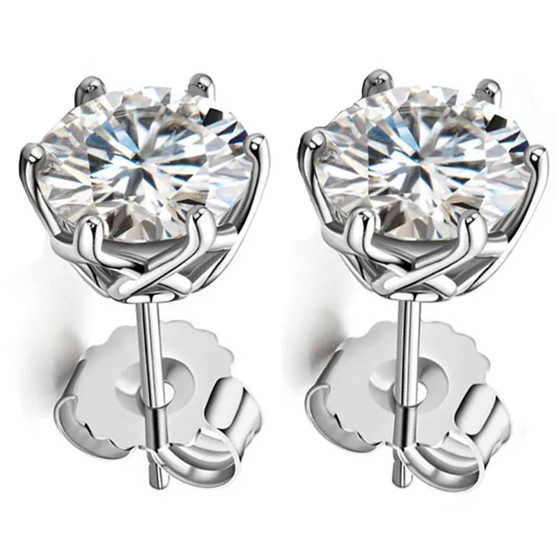 

100% 925 Sterling Silver Moissanite Earring Real 0.5-1 Carat D Color Lab Diamond ear studs for Eternity Fine Wedding Love Token