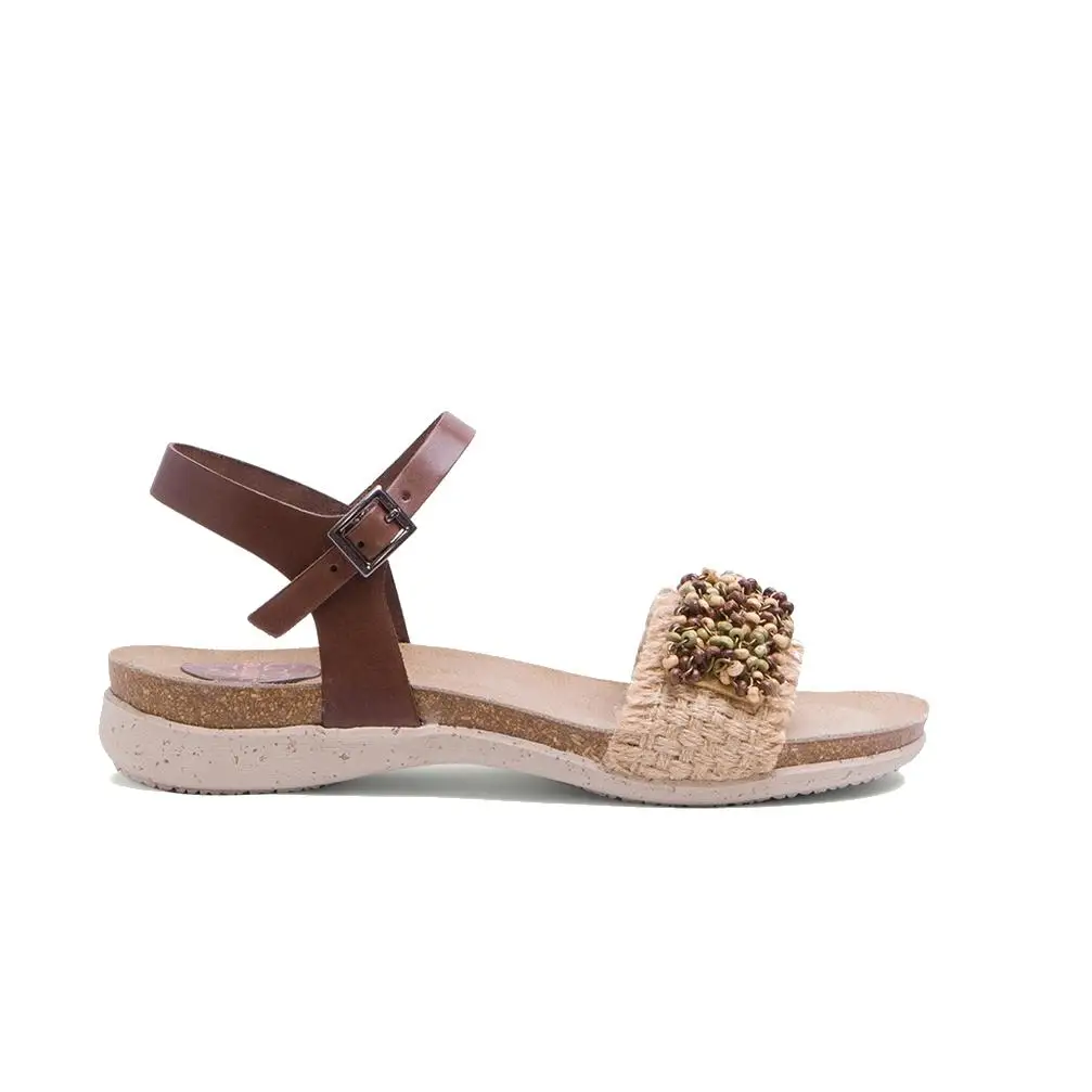 Women's PORRONET sandals in new season DINA. women's sandal with original made in jute with wooden bead detail and closure by leather bracelet at ankle ajust - AliExpress