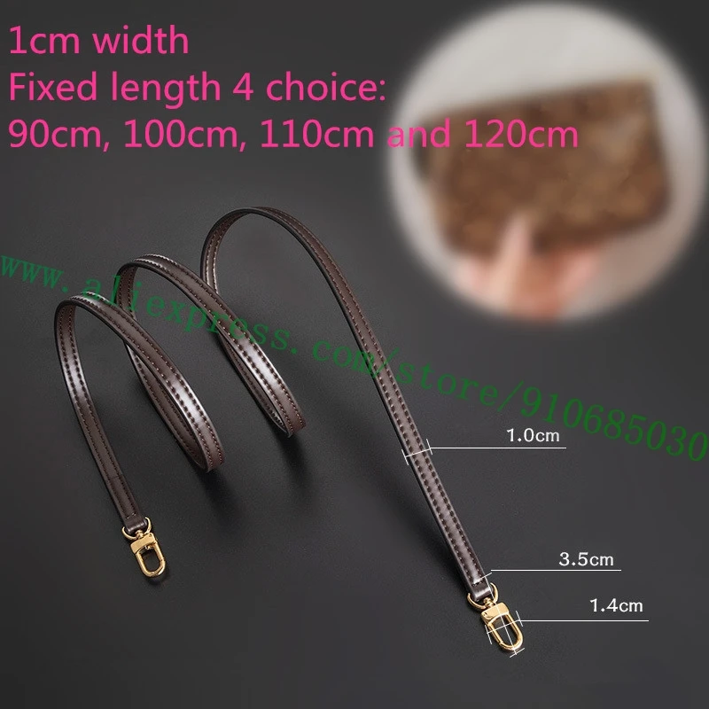 Coffee Glossy Calf Leather Bag Strap Shoulder Carry Belt For Designer Women Handbag Lady Pochette 60-120cm 5 Size Non-adjustable