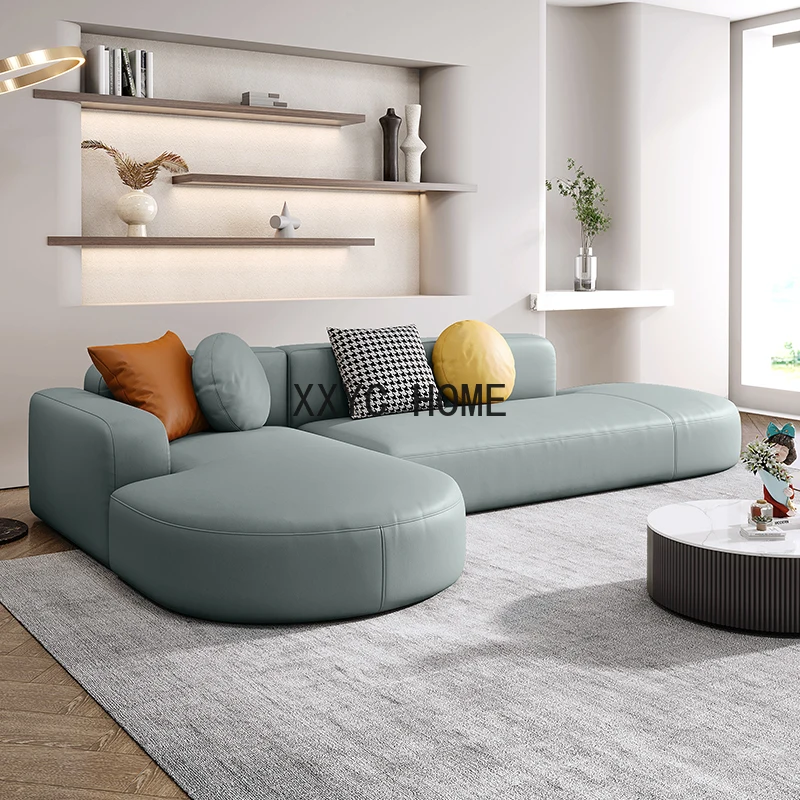 

Nordic Minimalism Light Luxury Living Room Simple Modern Latex Or Silicone Leather Sofa