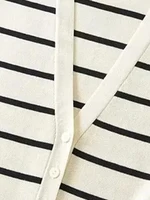 Women Fashion Front Button Striped Knit Vest Sweater Vintage V Neck Sleeveless Female Waistcoat Chic Vest Tops - Image 5
