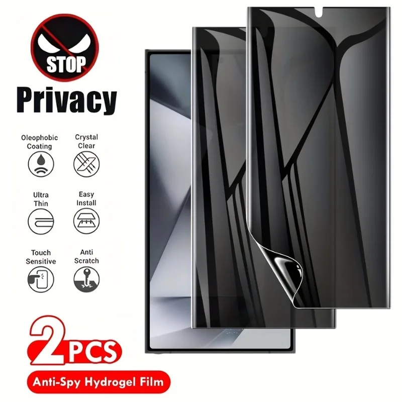 Pellicola proteggi schermo idrogel per privacy da 2 confezioni per Samsung Galaxy S25 S24 Ultra S23 S22 S21 Plus antigraffio, facile installazione