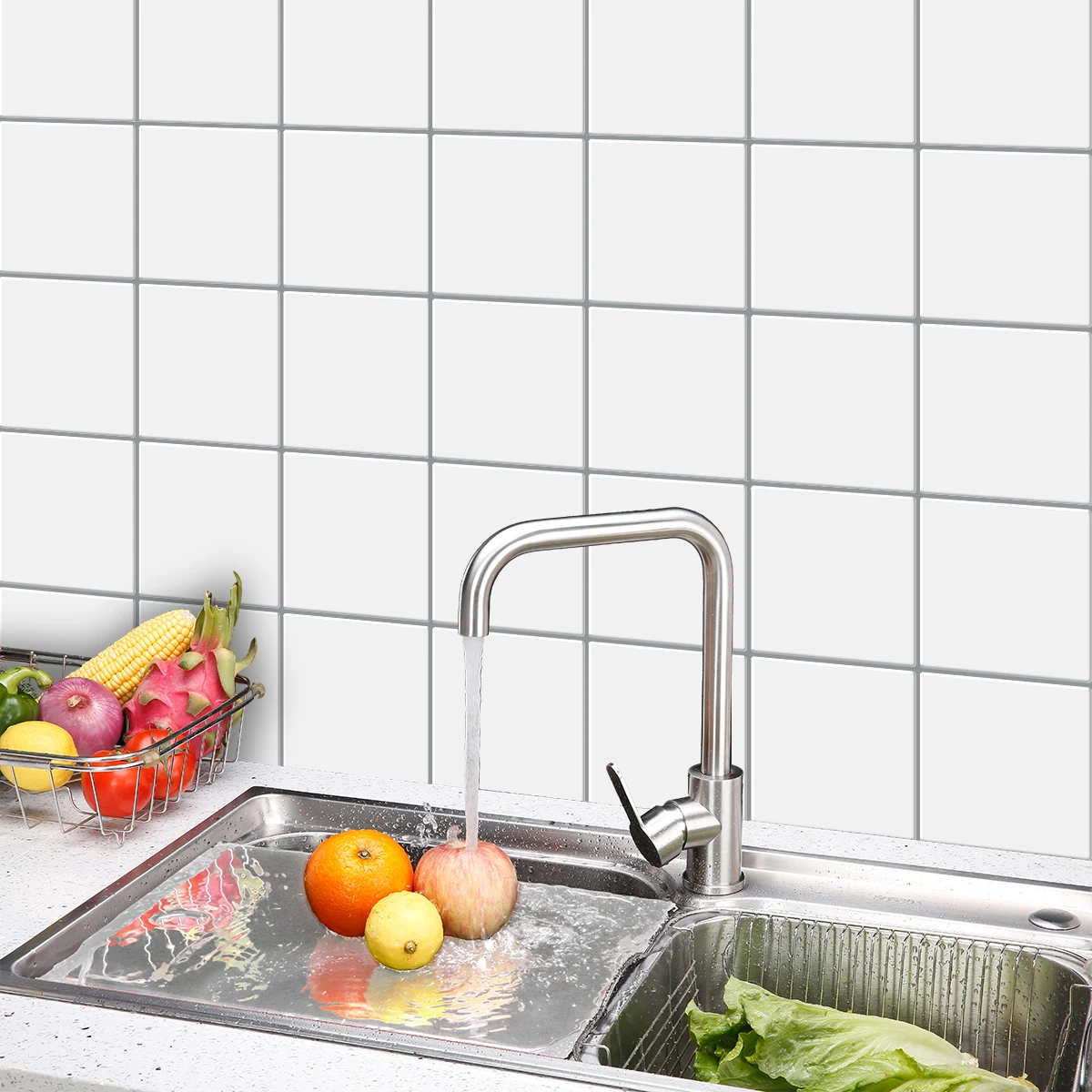 Wallercity 10 Fogli Adesivi 3D Effetto Piastrella Metropolitana | Nero/Oro | Impermeabili E Termoresistenti Per Cucina E Bagno | Facili Da Applicare