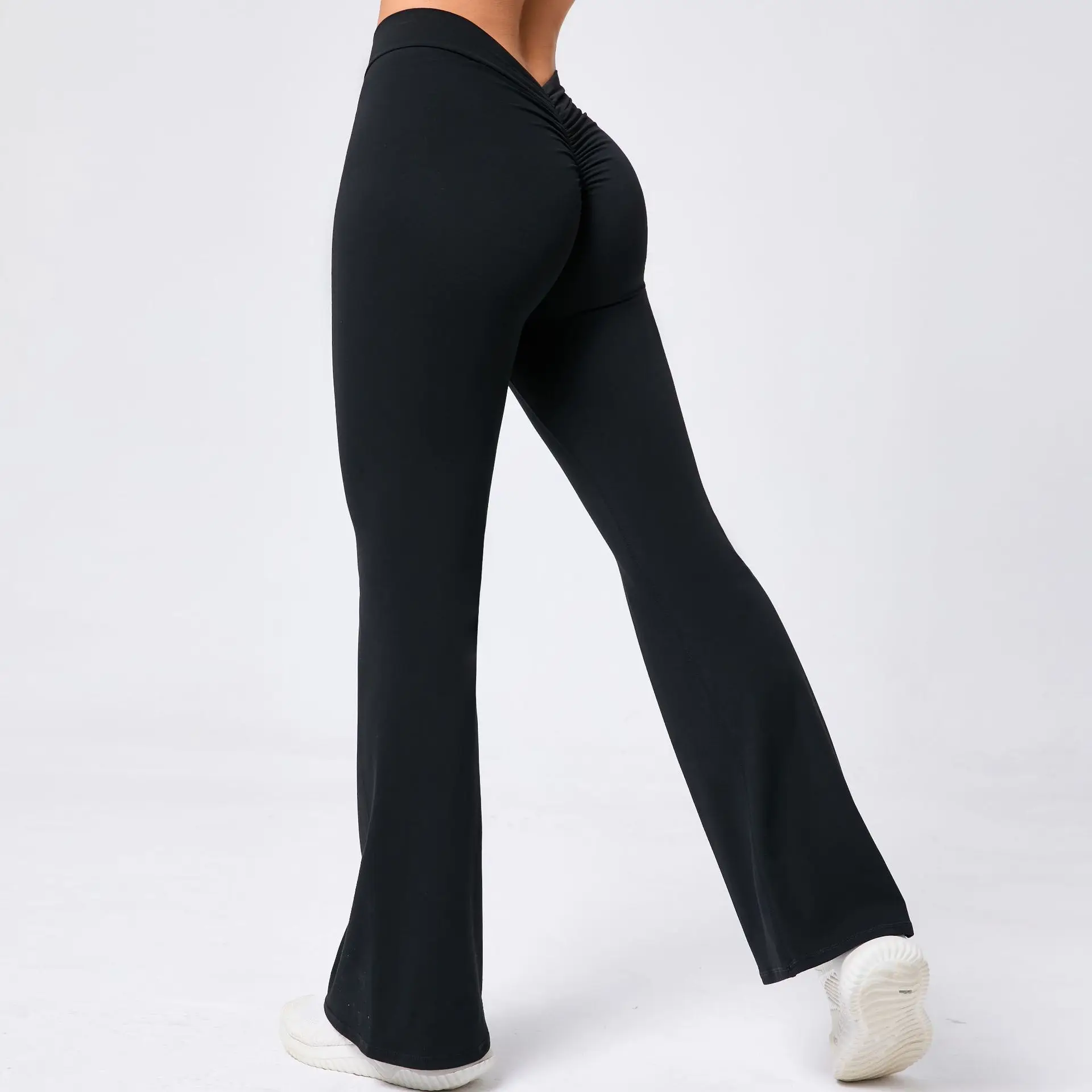 

Seamless Yoga Leggings Pants Sports Fitness Peach Hip-Lifting V-Shaped Waist Flared Yoga Trousers Workout Gym Leggings for Women
