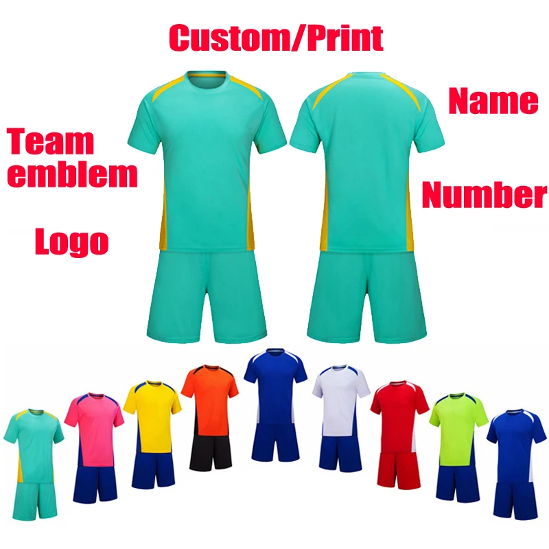 Football uniform customization Football training clothing Adults and Kid clothes Boys Soccer Clothes Sets Short Sleeve Printing
