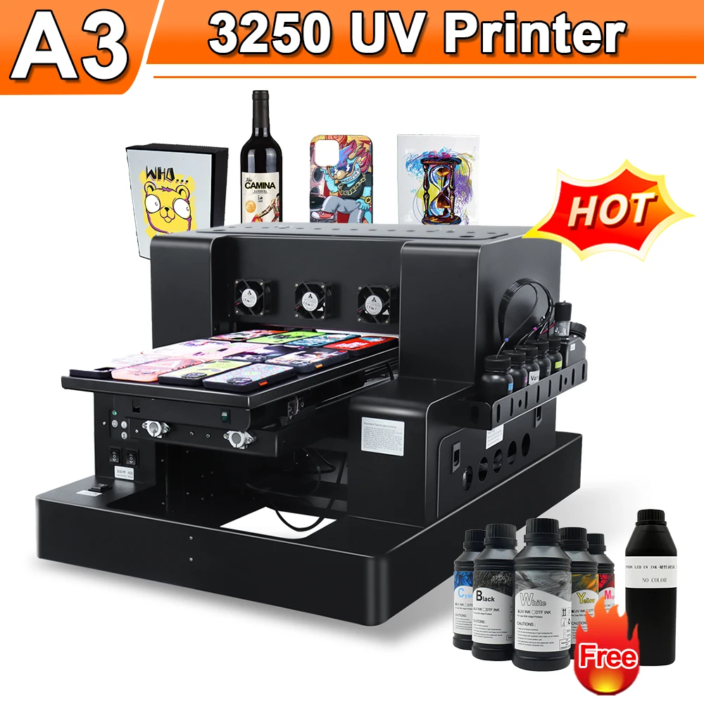 A3 UV Flatbed Printer UV DTF Printing Machine For Pen Woods Glass Metal  Acrylic Multifunction Varnish A3 UV DTF Stickers Printer - AliExpress