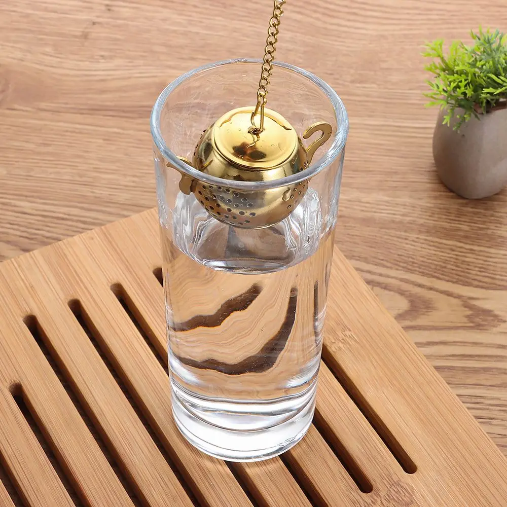 Teapot Shape Tea Strainer Stainless Steel Loose Tea Infuser with Chain Herbal Spice Filter Diffuser Kitchen Gadget Teaware