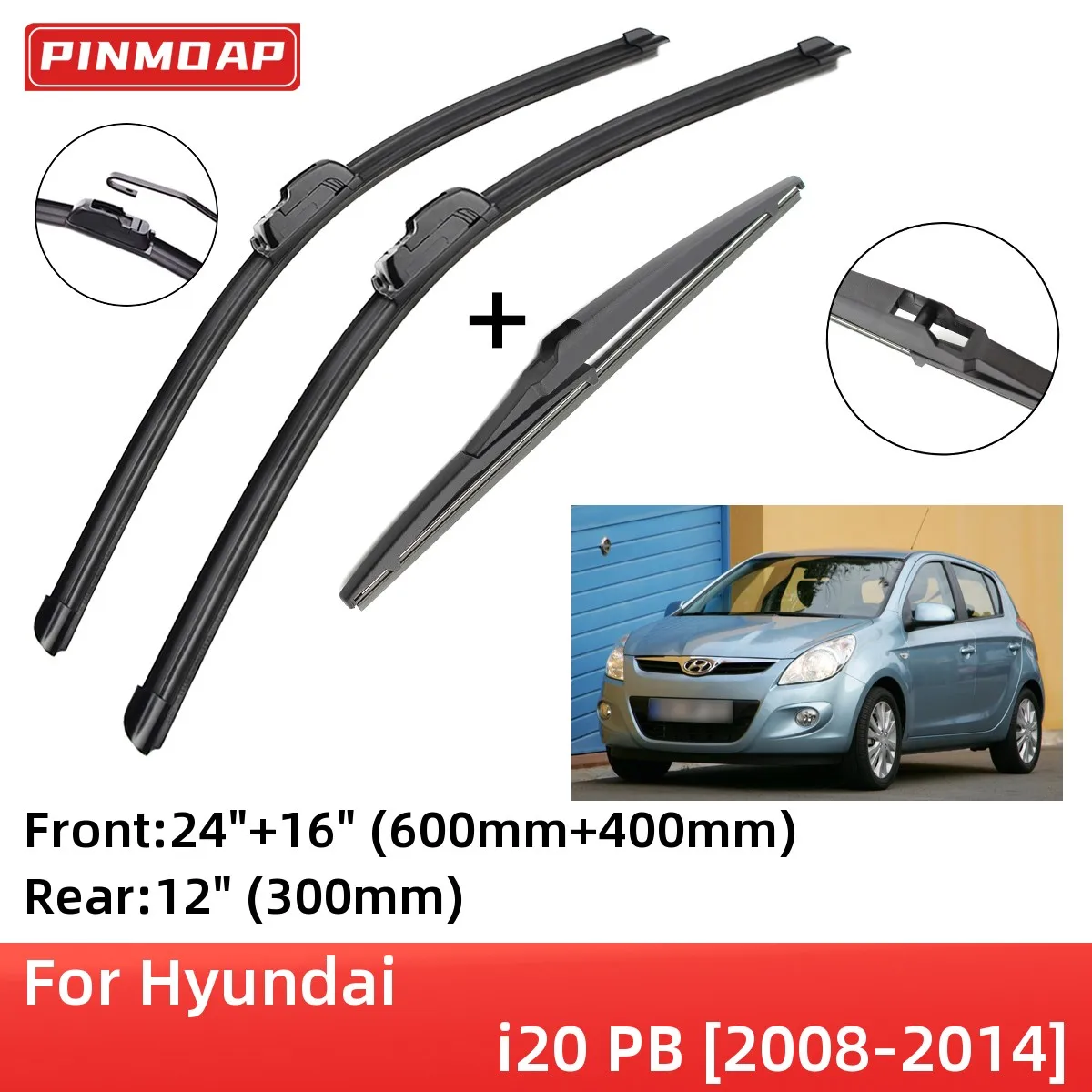 For Hyundai I20 Pb 20082014 Front Rear Wiper Blades Brushes Cutter