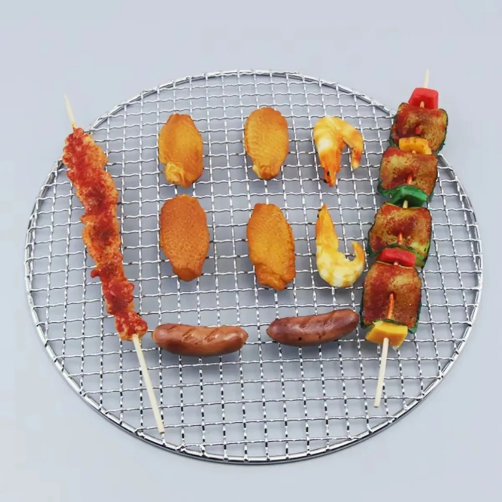 Portable Air Fryer Rack Stackable Round Stainless Steel Grid Grill BBQ Net with Foot Durable Cooling Rack Steam Baking Rack