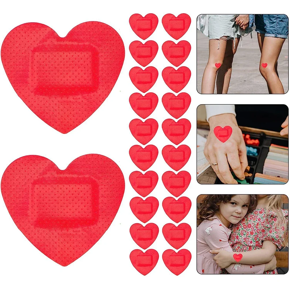 Medical Bandaids 20pcs/set Red Heart Lip Band Aid Waterproof Breathable Wound Plasters Heart Lip Shaped Children Skin Patch Concert Body Stickers