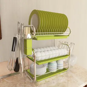 3 Tiers Dish Drying Rack Drainer Plate Holder Storage Shelf