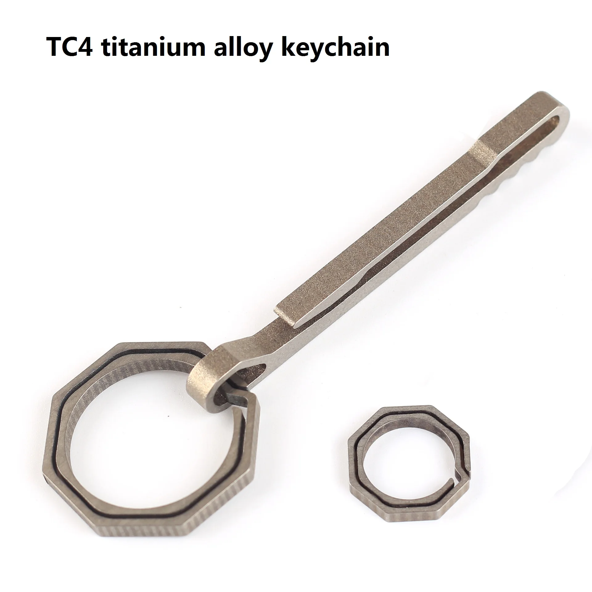 

TC4 titanium alloy keychain, rattlesnake octagonal key ring, belt buckle, outdoor EDC small tool