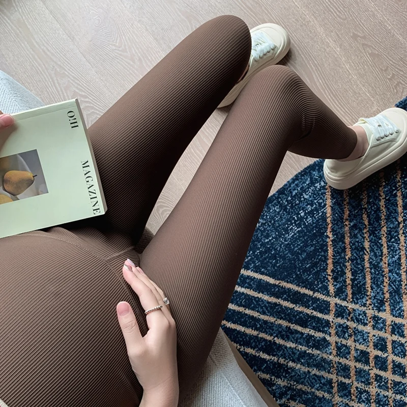 Waist Support Belly Seamless Vertical Stripe Nylon Legging Maternity Autumn Pencil Yoga Pants for Pregnant Women Pregnancy Youth