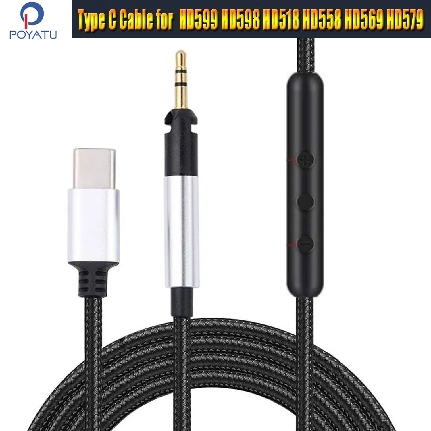 USB Type C Cable for Sennheiser HD599 HD598 HD558 HD518 HD519 HD569 HD579 HD 598 CS SE SR Headphones Cable Cord With Mic Remote