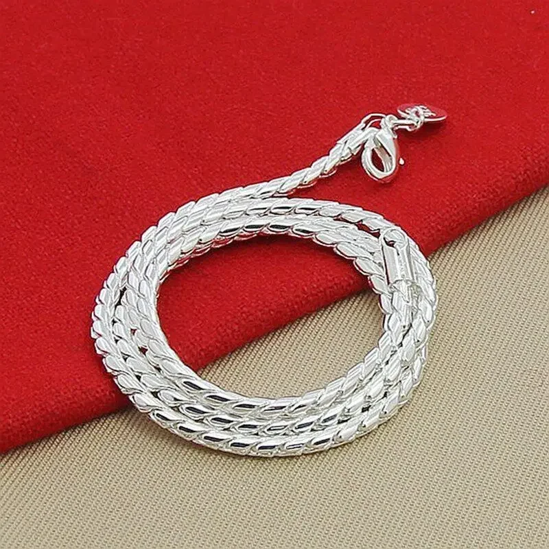 

CHUANGCHENG Sleek Simplicity 925 Sterling Silver 3mm Snake Chain Necklace Simple Fashion