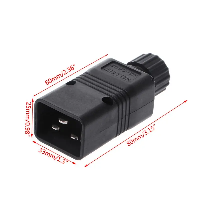 IEC 320 C20 Male Connector Power Plug Computer 16A 250V
