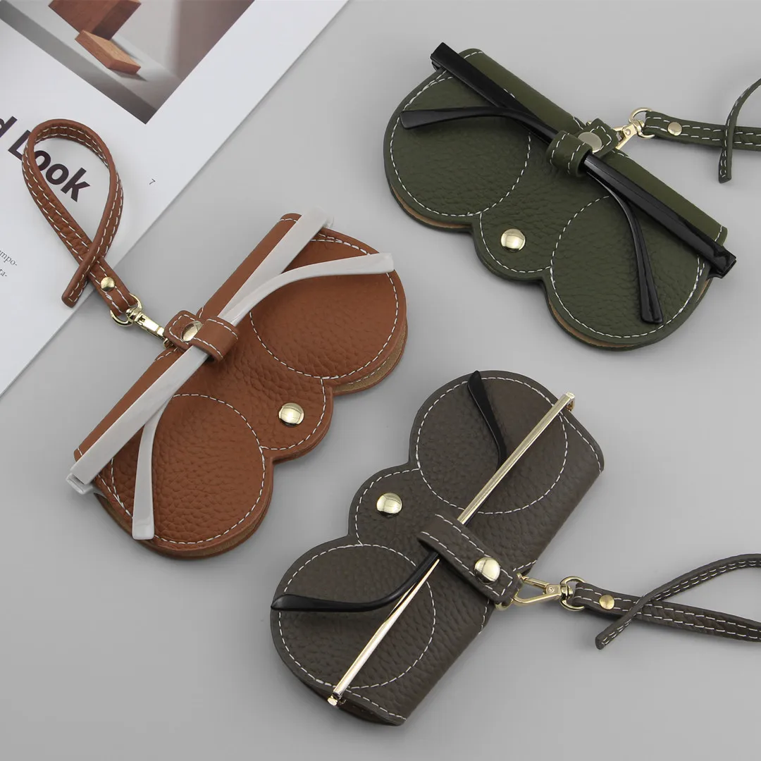 PU Sunglasses Bag Portable Eyeglass Case Sunglasses Protection Cover Cute Eyeglass Clip Simple Bag Pendant glasses case glasses storage bag