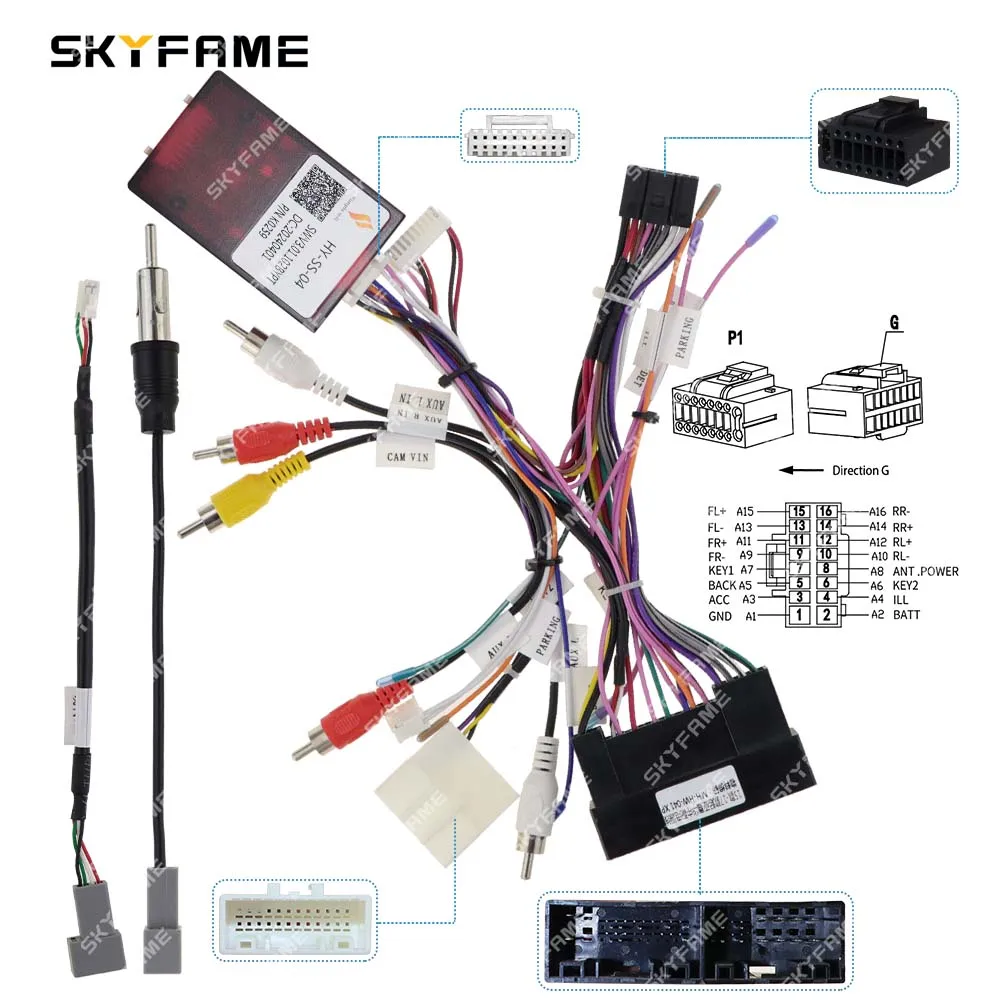 Car Android 16Pin Wiring Harness Cable Adapter car wire cable adapter for Kia Sedona Carnival Decoder HY-SS-04/RP1-HY-002