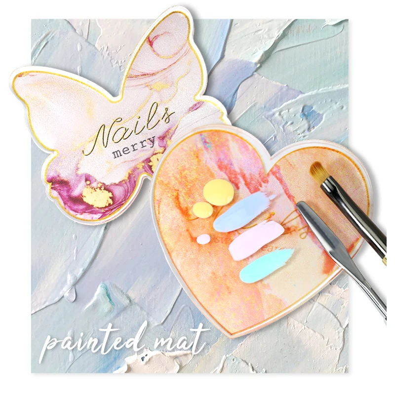 Nail Art Acrylic Palette Display Board Gel Nail Painting Color Mixing Palette Display Shelf Art Tool Heart Butterfly Shape