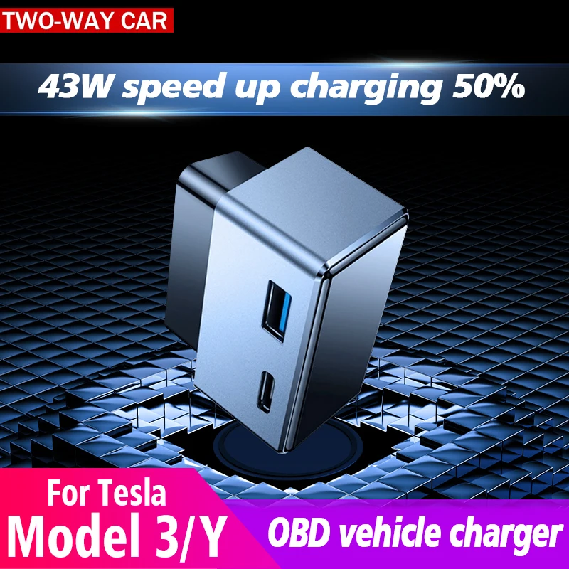 For Tesla 20212022 Model 3 Model Y Obd Fast Charger Car Usb And Typec