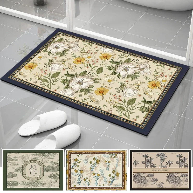 

INS Bath Mat Non-slip Bathroom Floor Mats Absorbent Bathtub Side Area Rug Shower Room Entrance Door Mat Bedroom Hallway Rugs