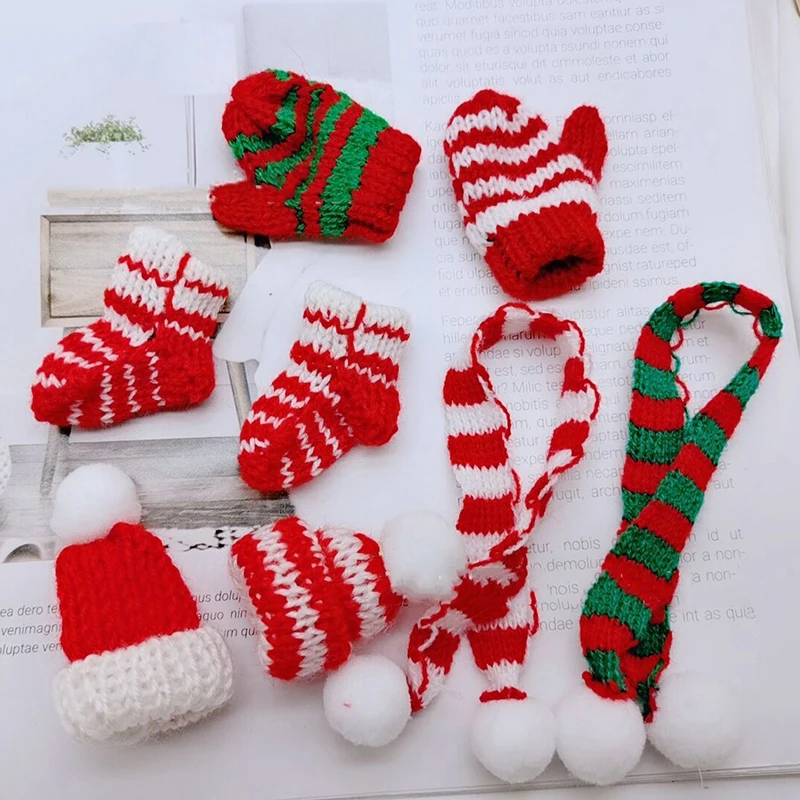 10p Mini Knitting Scarf Socks Doll Scarf Brooch Sweater Pins Badge Collar Clothes Doll Accessories DIY Craft Christmas Ornaments