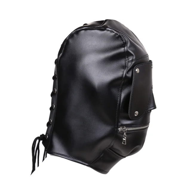 Adjustable Faux Leather Hood Bondage Mask 2