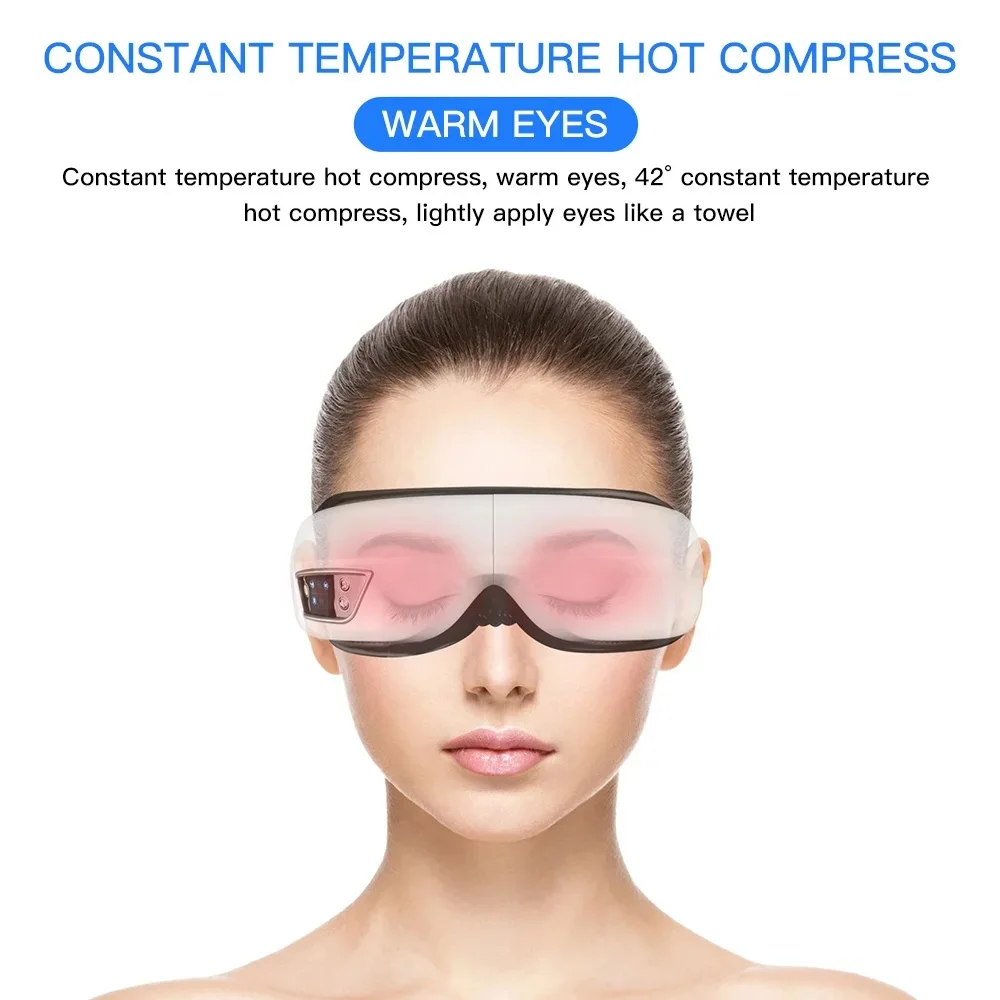 Eye Massager 6D Smart Airbag Vibration Eye Care Music Mask Hot Compress Wireless Massage Anti-Winkle eye massager
