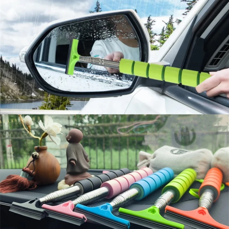 Car Mirror Wiper Soft Brush Head Car Scraper Telescopic Car Mirror