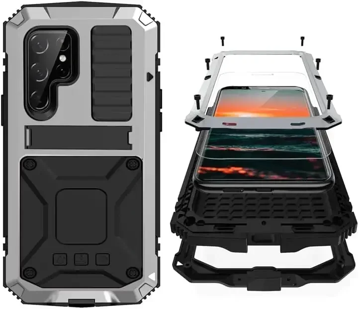 Rugged Military-Grade Shockproof Metal Case with Screen Protector
