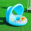 Cartoon Inflatable Baby Swim Ring Seat Floating Sunshade Toddler Swim Circle Bathtub Swimming Pool Beach Party Outdoor Water Toy 6