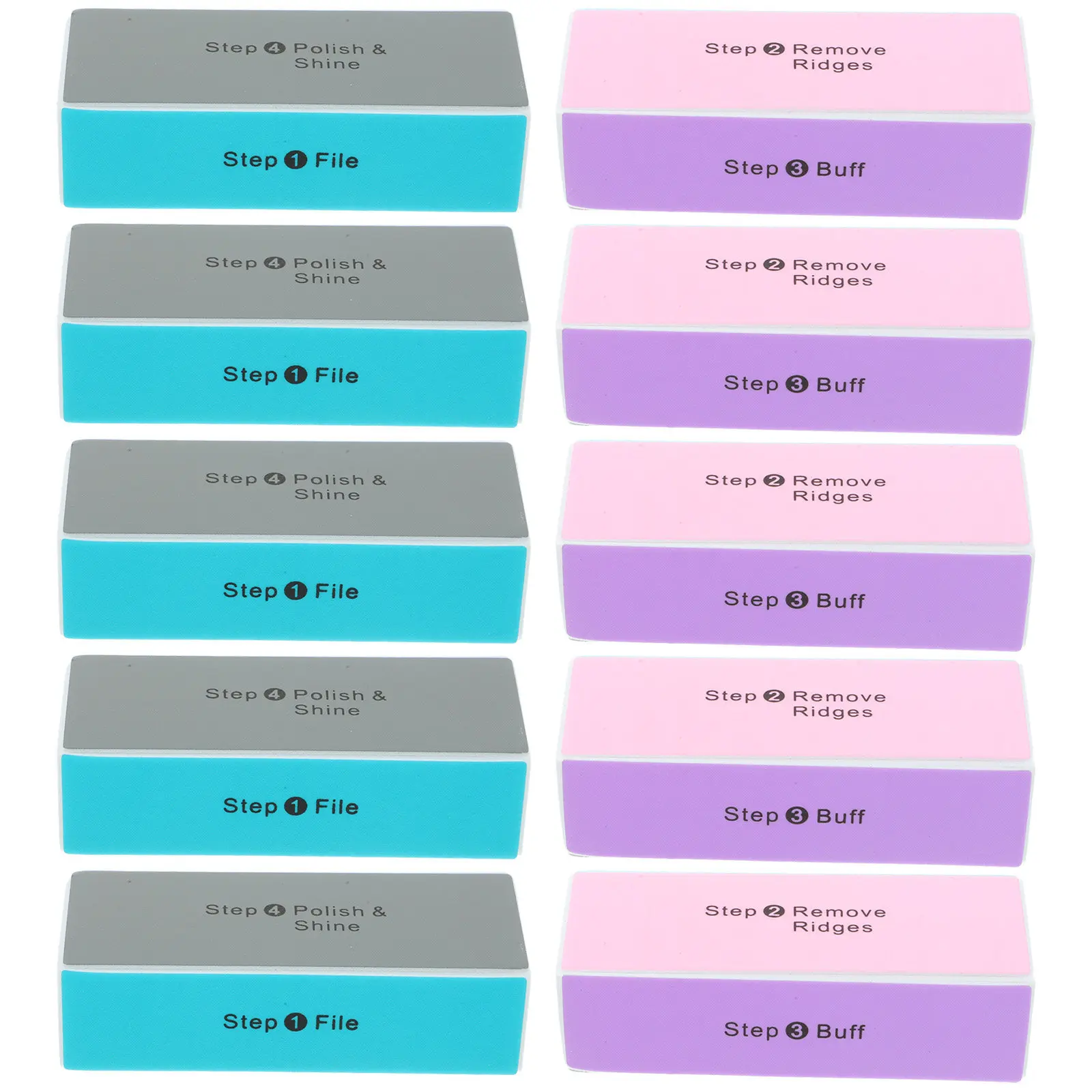 10Pcs 이중 기능 네일 폴리싱 블록 네일 아트워크용 4면 버퍼 파일 목재 DIY 폴리싱 스폰지 전문가급
