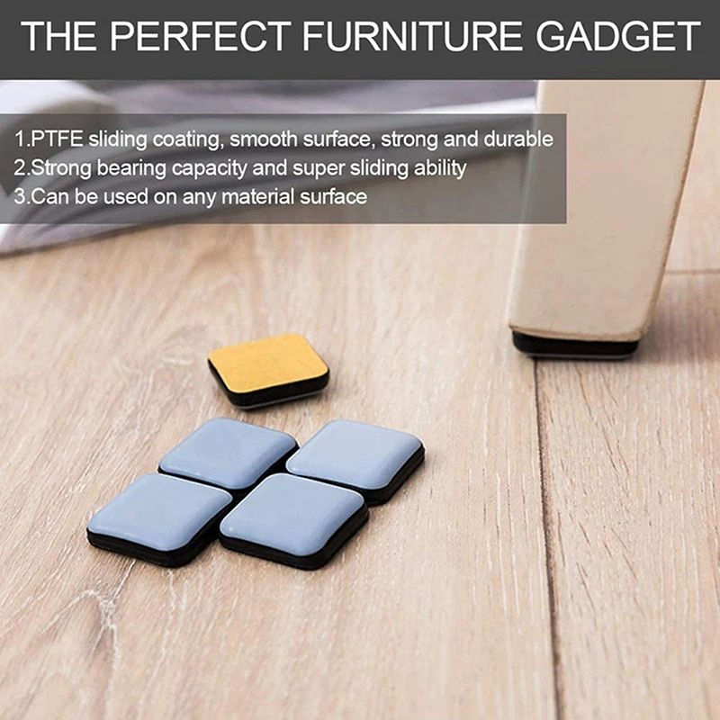 Square Chair Sliders Pads Furniture Rubber Legs Felt Pad Sliders Furniture Accessories Floor Protectors furniture leg pads rubber pads furniture pads 4/8/20pcs