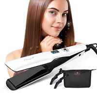 CkeyiN 44mm Tourmaline Ceramic Hair Straightener LCD Display Fast Heating Flat Iron Adjustable Temperature Straightening Iron 1