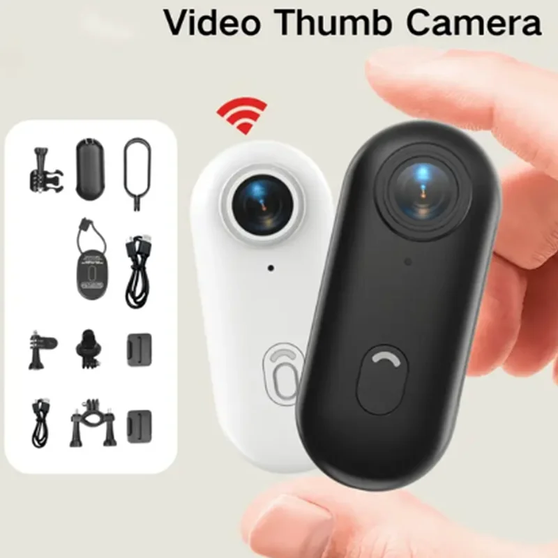 Sports Camera Thumb POV Camera 4K Mini WiFi Portable Body Cam Wearable Action Camera with Waterproof Case Cycling Travel