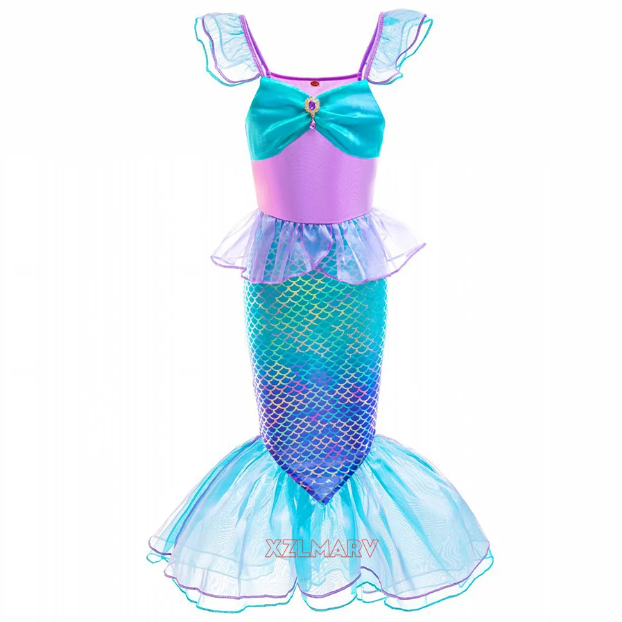 Princess Ariel Costumes Girls Ariel Little Mermaid Costume Kids Child Carnival Birthday Party The Mermaid Dress Clothes Outfit