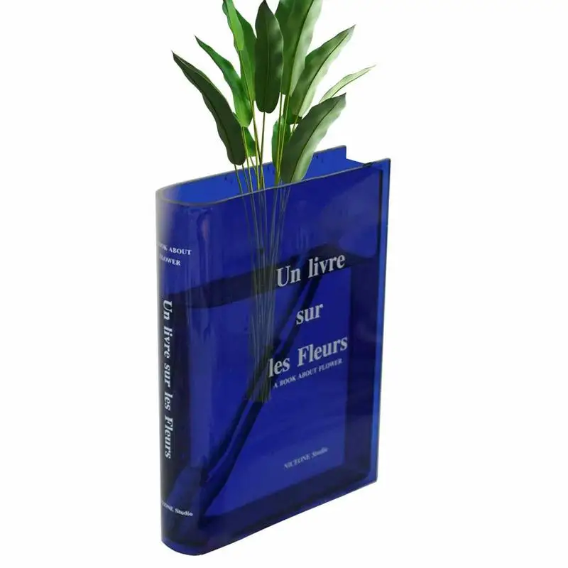 

Clear Book Vase Book-Shaped Decorative Vase Minimalist Style Clear Book Shaped Flower Arrangement Ware Unbreakable Table Decor