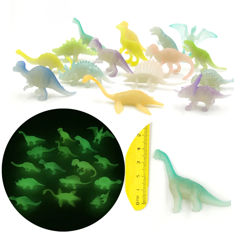 Mini Jurassic Noctilucent Dinosaur Toys 32Pcs 2inch Kids Dinosaur Party Favor Decoration Pinata Filler Boys Birthday Goody Bag