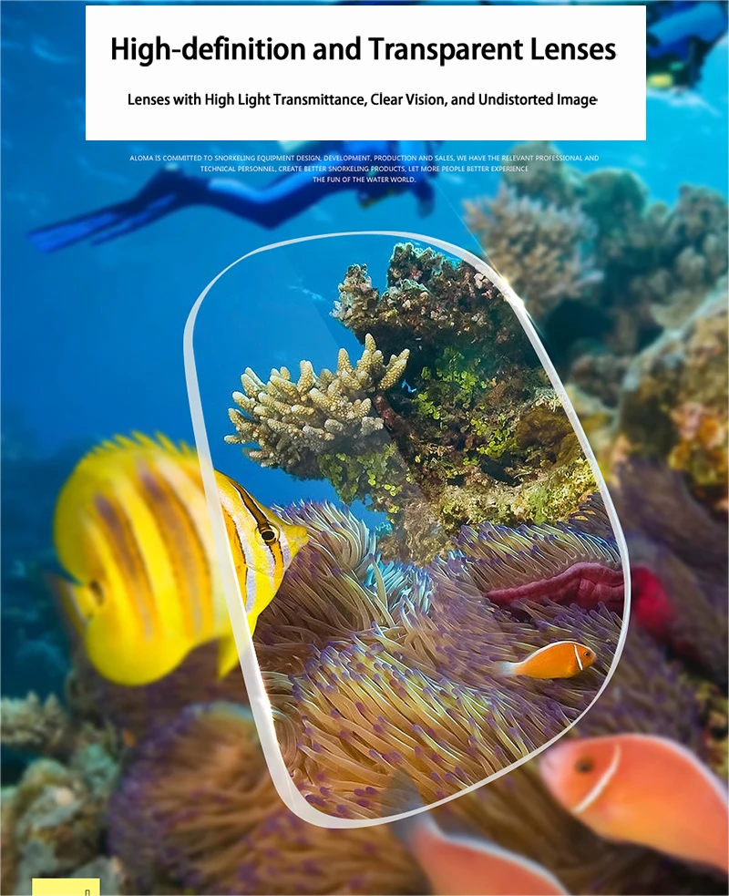 전문가용 대형 프레임 스노클링 다이빙 마스크(카메라 마운트 포함): 다양한 수상 스포츠용 강화유리 스노클 고글