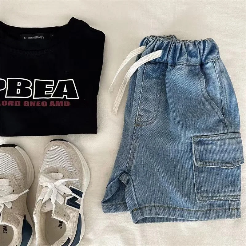 소년 데님 반바지 여름 새로운  무릎 길이 바지 어린이 캐주얼 짧은 청바지 2026 어린이 패션 의류 3-10 세