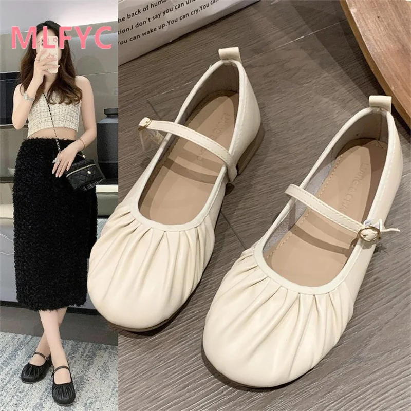 Flat bottom Mary Jane single shoe women's shoes 2023 new summer gentle ballet shoes casual shoes loafers mujer