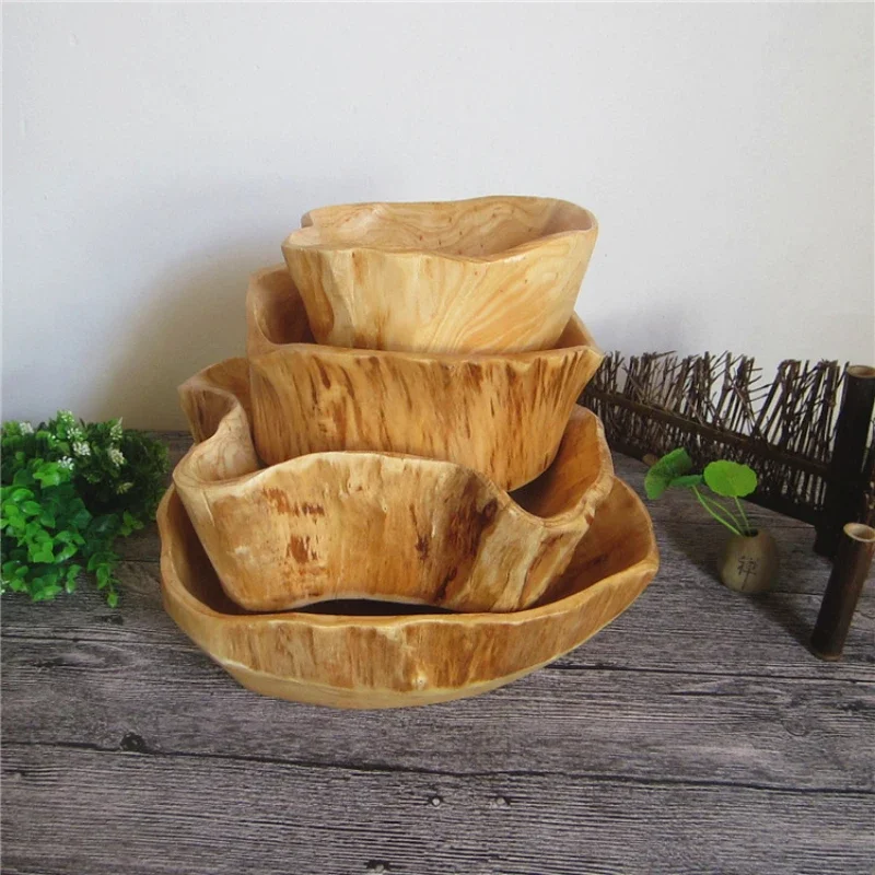 Handmade Natural Wood Fruit Tray, Wooden Bowl, Irregular Snack, Sushi Bread, Dessert, Candy Plate, Salad Trays, Home Decoration 3