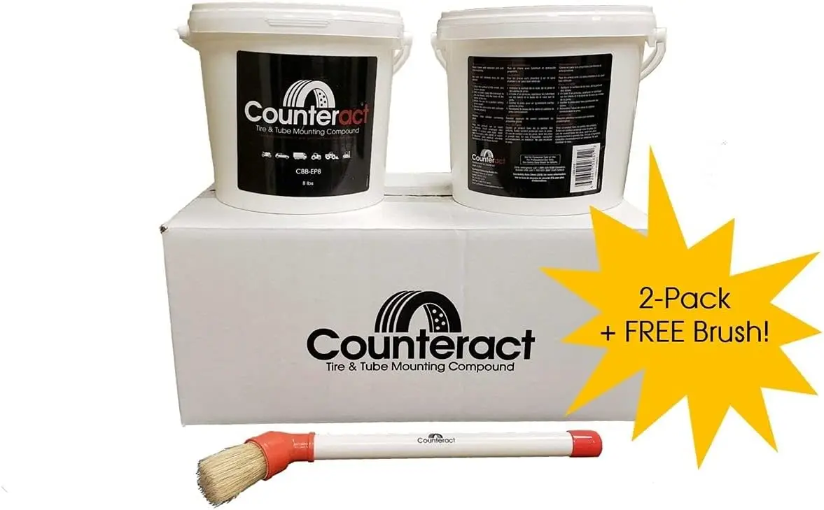 Counteract CBB-EP8KIT Euro Paste Tire/Tube 16lb Mounting Compound Bucket Kit with Brush, Petroleum-free Tire Changing 2