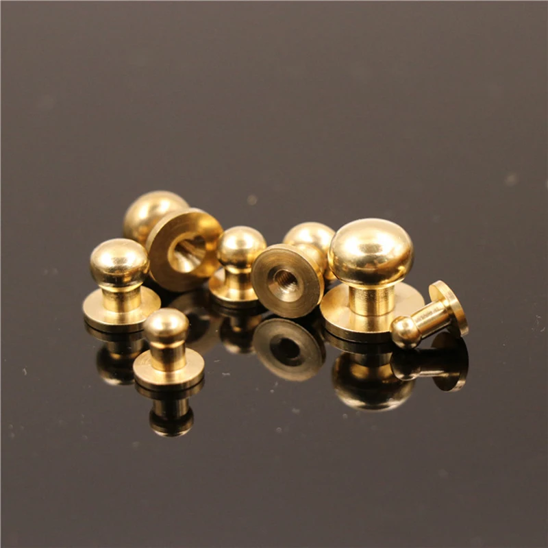 Handbag Hardware Accessories 10pcs Solid brass sam brown browne button screw back Round head ball post studs nail rivets leather craft